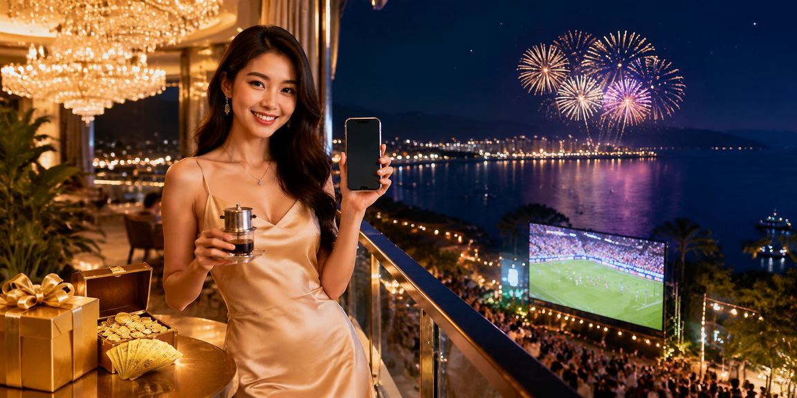 Người dùng kiểm tra giao dịch tài khoản tại Phú Quốc bên ly cà phê